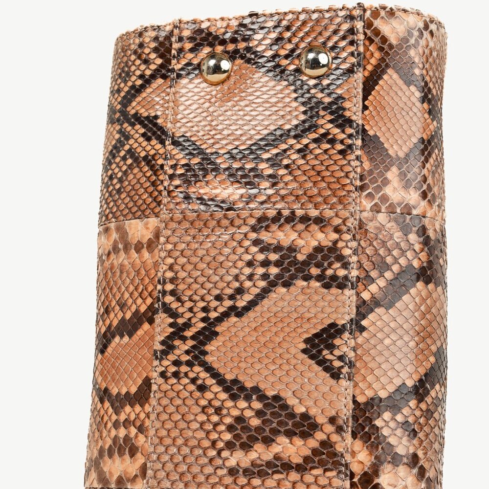 Jimmy Choo Rosalie Tan Python Flap Satchel - image 5